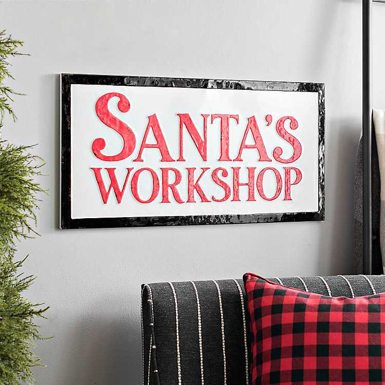 Metal Santa’s Workshop Wall Plaque