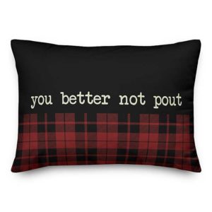 Red and Black You Better Not Pout Accent Pillow