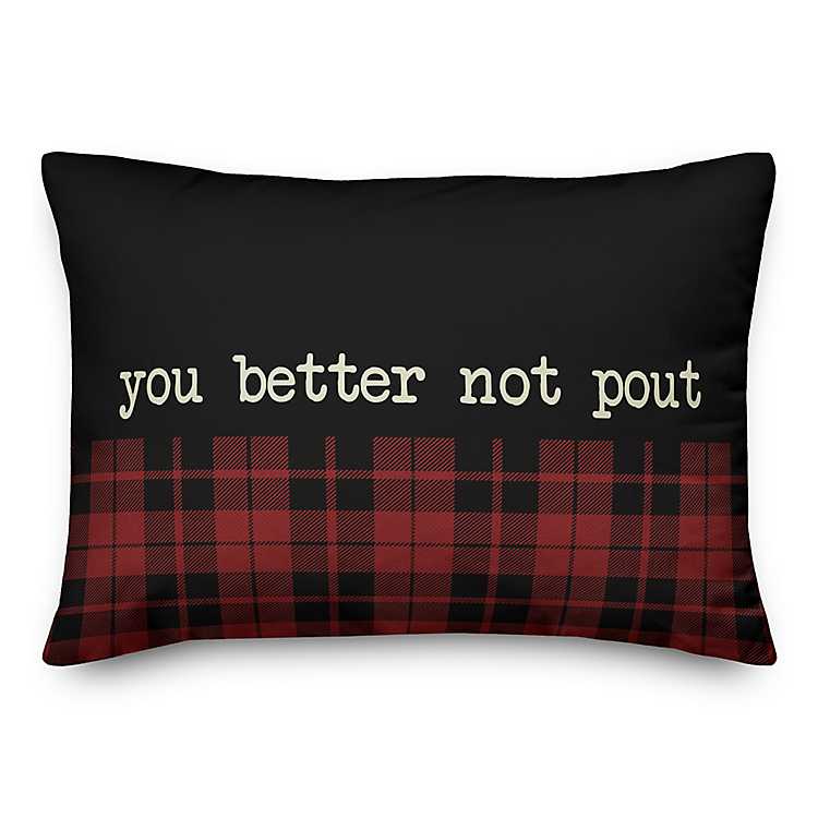 Red and Black You Better Not Pout Accent Pillow