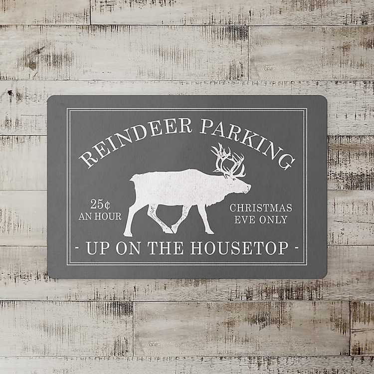 Reindeer Parking Indoor Christmas Floor Mat