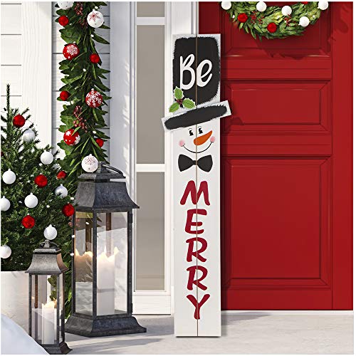 42″ H Wooden Welcome Sign Snowman Vertical Porch Sign