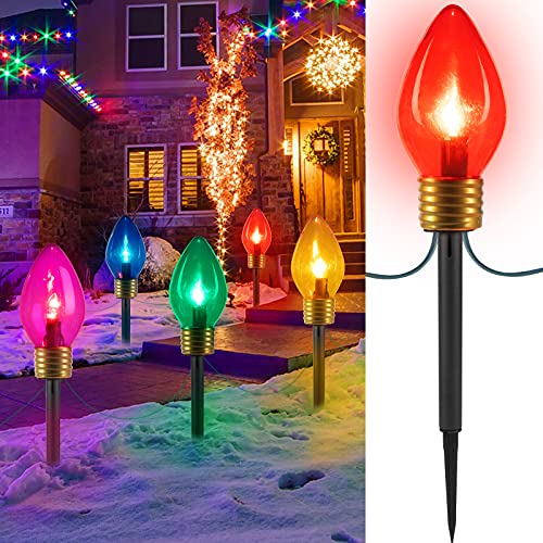 Jumbo Christmas Lights Outdoor Decorations with Pathway Marker Stakes ...