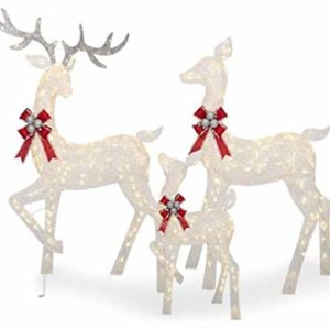 Large 3-Piece LED Lighted Holiday Deer Family