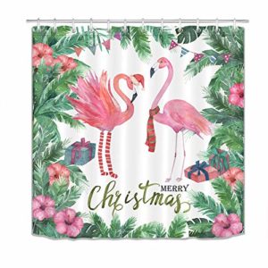 Christmas Flamingo Shower Curtain