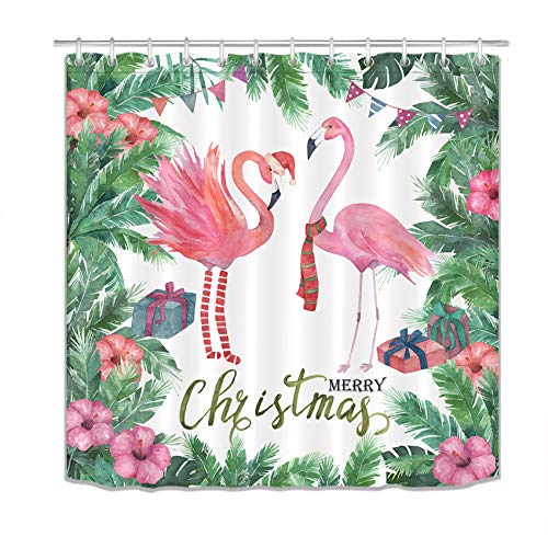 Christmas Flamingo Shower Curtain