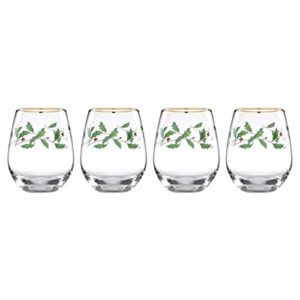 Lenox Holiday 4-Piece Stemless Wine Glasses