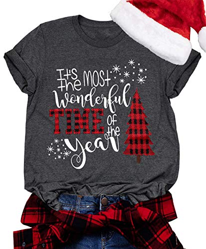 Merry Christmas Shirts for Women Buffalo Plaid