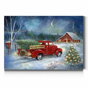 Christmas Tree and Red Truck Wall Art
