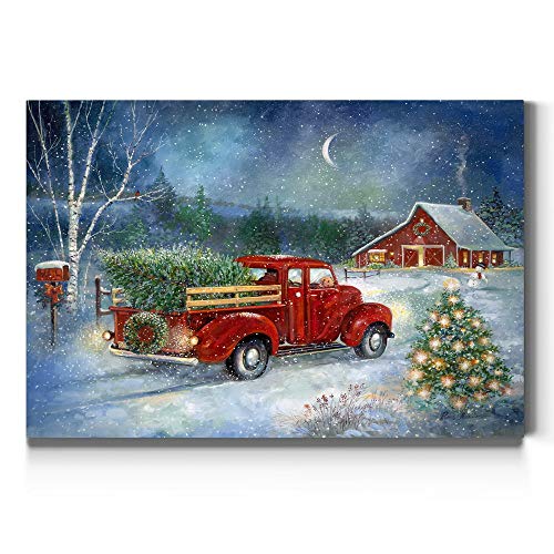 Christmas Tree and Red Truck Wall Art