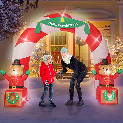 Rocinha 7.5 Ft Tall Christmas Inflatable Animated Soldier Bear Archway