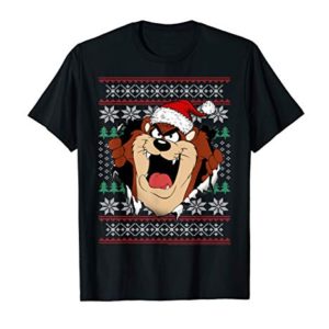 Looney Tunes Christmas Taz Ugly Sweater Style T-Shirt